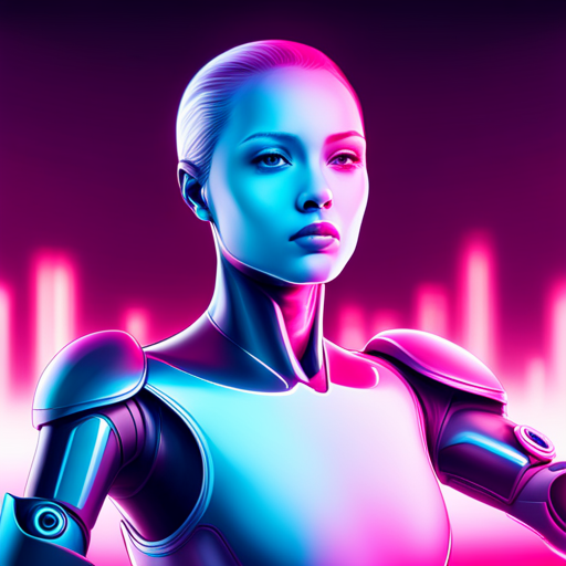 Digital painting of AI in neon blue and pink
